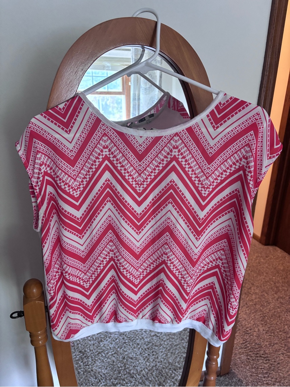 Collective Concepts Orange Chevron Geometric Crop Top Back Zip Size (SP)